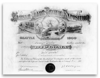 1909年 アラスカ ユニコーン太平洋博覧会 グランプリ受賞
