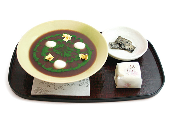 抹茶仕立ての冷しるこ　ー源氏絵巻風ー